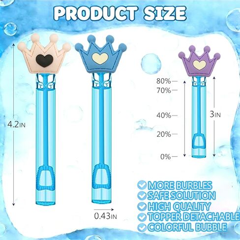 24 Pcs Princess Themed Party Bubble Wands – Crown & Heart Accented, Birthday Party Favors, Goodie Bag Stuffers & Piñata Fillers for Themed Gatherings in Saudi Arabia