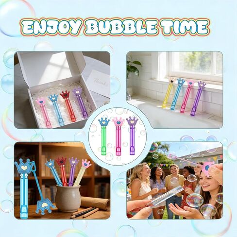 24 Pcs Princess Themed Party Bubble Wands – Crown & Heart Accented, Birthday Party Favors, Goodie Bag Stuffers & Piñata Fillers for Themed Gatherings in Saudi Arabia