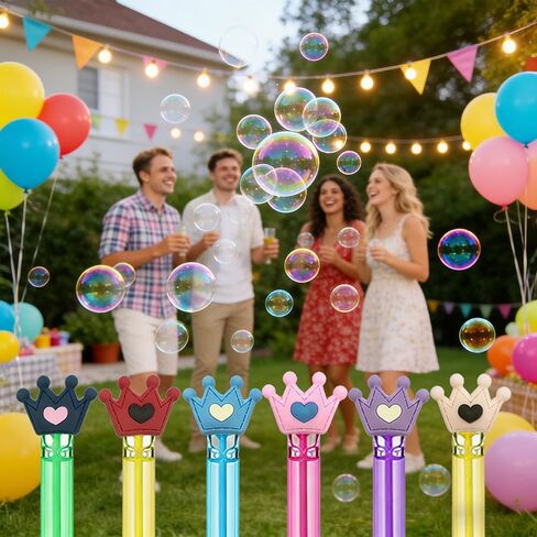 24 Pcs Princess Themed Party Bubble Wands – Crown & Heart Accented, Birthday Party Favors, Goodie Bag Stuffers & Piñata Fillers for Themed Gatherings in Saudi Arabia