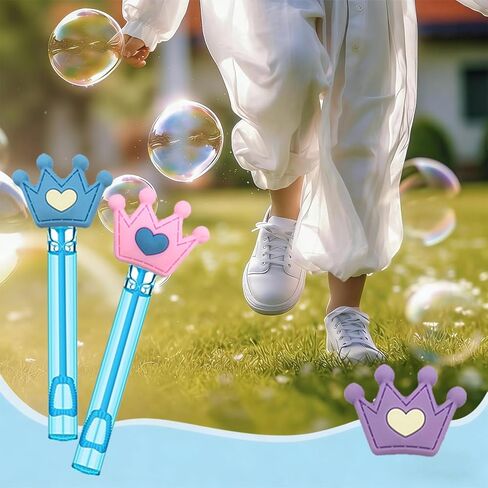 24 Pcs Princess Themed Party Bubble Wands – Crown & Heart Accented, Birthday Party Favors, Goodie Bag Stuffers & Piñata Fillers for Themed Gatherings in Saudi Arabia