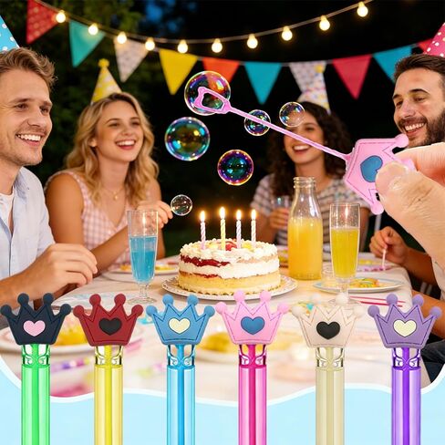 24 Pcs Princess Themed Party Bubble Wands – Crown & Heart Accented, Birthday Party Favors, Goodie Bag Stuffers & Piñata Fillers for Themed Gatherings in Saudi Arabia