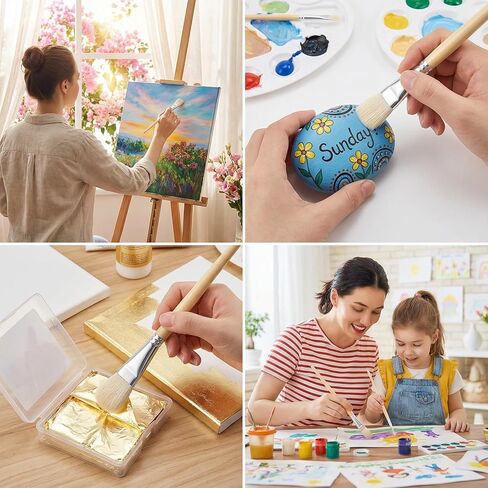 7 عبوات من فرشاة مزج الأكريليك، فرشاة ممسحة للرسم الأكريليك مع لوحة الألوان، فرش ممسحة مزج شعر الماعز متعددة الاستخدامات للرسم الزيتي بالألوان المائية للوجه والجسم، لوحات من رقائق معدنية، أوراق أوراق ذهبية in Kuwait