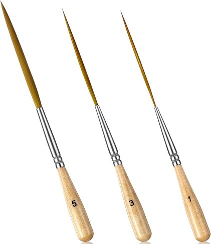 3 Pcs Rigger Liner Brushes Scroll Pinstriping Brush Extra Long Liner Brushes Fine Tip Paint Brush Set for Filling Corners Marking Outlining Creating Edge Borders Watercolor Acrylic Detail Painting in Kuwait