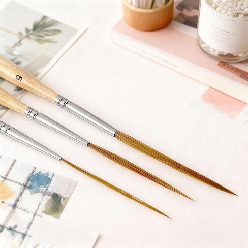 3 Pcs Rigger Liner Brushes Scroll Pinstriping Brush Extra Long Liner Brushes Fine Tip Paint Brush Set for Filling Corners Marking Outlining Creating Edge Borders Watercolor Acrylic Detail Painting in Kuwait
