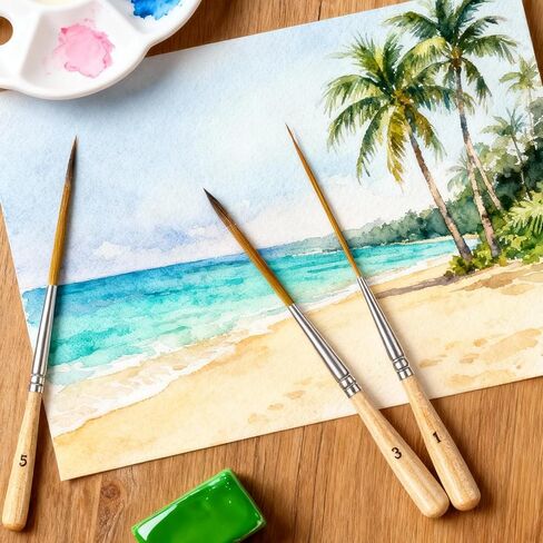 3 Pcs Rigger Liner Brushes Scroll Pinstriping Brush Extra Long Liner Brushes Fine Tip Paint Brush Set for Filling Corners Marking Outlining Creating Edge Borders Watercolor Acrylic Detail Painting in Kuwait