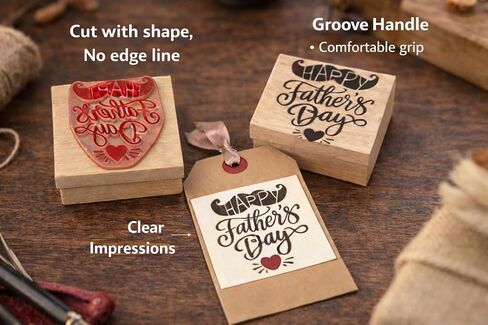 Happy Father’s Day Rubber Stamp 2x2 Wooden Groove Handle Stamp with Clear Impressions Shaped Cut Design Includes Storage Tin in Kuwait