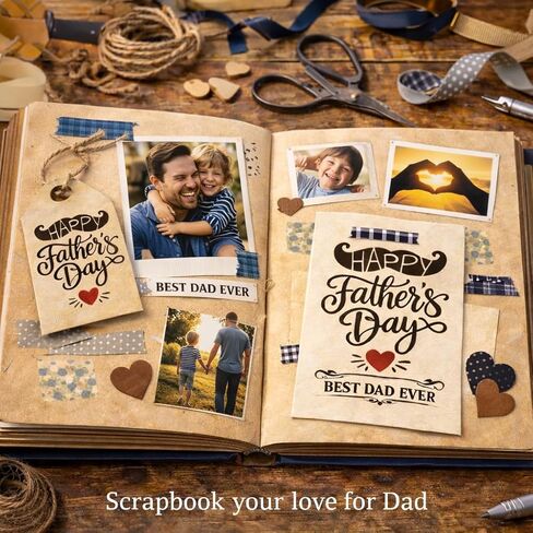 Happy Father’s Day Rubber Stamp 2x2 Wooden Groove Handle Stamp with Clear Impressions Shaped Cut Design Includes Storage Tin in Kuwait