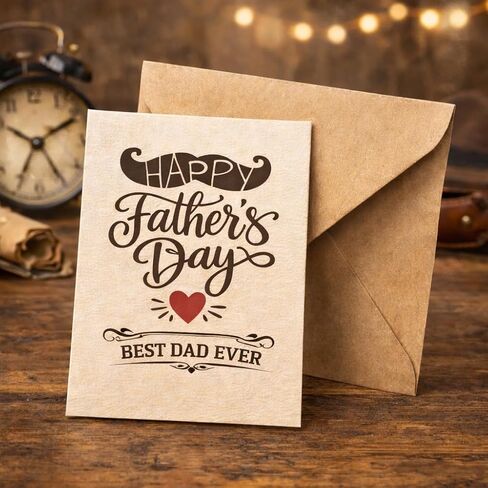 Happy Father’s Day Rubber Stamp 2x2 Wooden Groove Handle Stamp with Clear Impressions Shaped Cut Design Includes Storage Tin in Kuwait