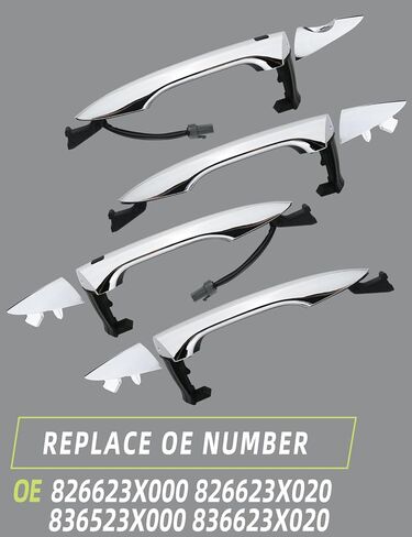 Chrome Exterior Door Handle Compatible with Hyundai Elantra 2011-2016 Outer Front Rear Left Driver and Right Passenger Side with Smart Keyhole Replaces OEM# 826623X000 826623X020 4PCS in Saudi Arabia