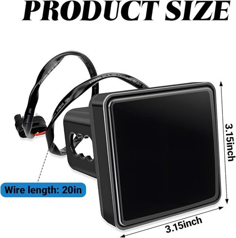 15 LED Red Lens Brake Light Trailer Hitch Cover, Universal Fit 2 Inch Receiver, Super Bright Square Tail Light, Trailer Towing External Accessories for Most SUV RVs (Smoked Lens Red Light) in Saudi Arabia