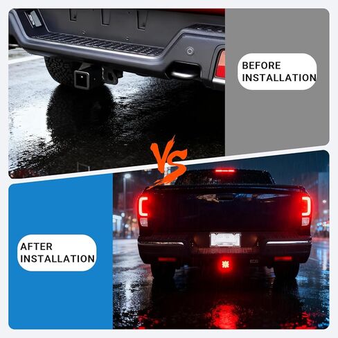 15 LED Red Lens Brake Light Trailer Hitch Cover, Universal Fit 2 Inch Receiver, Super Bright Square Tail Light, Trailer Towing External Accessories for Most SUV RVs (Smoked Lens Red Light) in Saudi Arabia