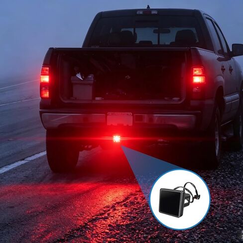 15 LED Red Lens Brake Light Trailer Hitch Cover, Universal Fit 2 Inch Receiver, Super Bright Square Tail Light, Trailer Towing External Accessories for Most SUV RVs (Smoked Lens Red Light) in Saudi Arabia