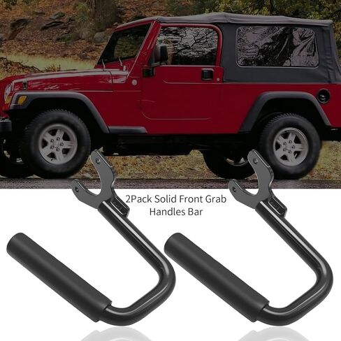 2Pack Solid Front Grab Handles Bar, Black Textured Grab Handles, Replacement for Jeep Wrangler TJ Unlimited 1997-2006 in Saudi Arabia