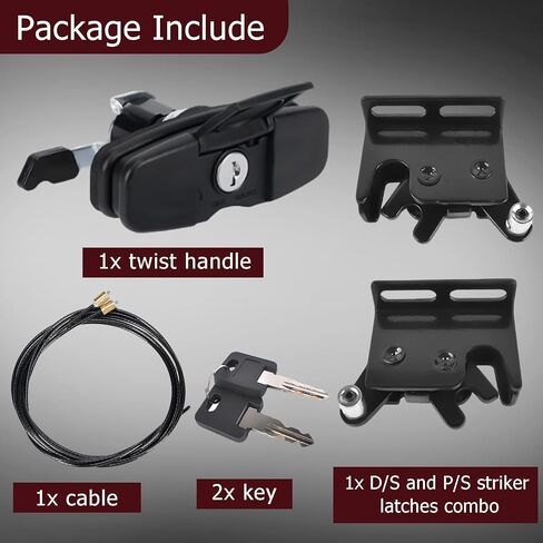113436 Truck Cap Twist Handle that Fit for Leer Truck Caps 100XQ, 100XL, 100XR, TSC700 with Striker Latches, Cables, 2 Keys Replace 83514 83515 (Black) in Kuwait