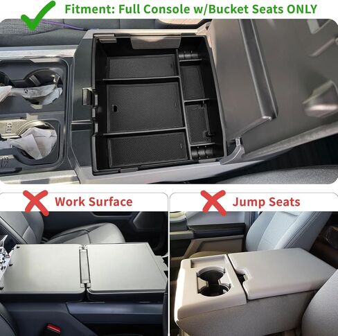 Zxiaochun Center Console Organizer for 2023 2024 2025 2026 Ford F250 F350 F450 F550 Super Duty, Plastic Armrest Storage Box Tray, ABS Material with Non-Slip Mats (Full Console w/Bucket Seats ONLY) in Saudi Arabia