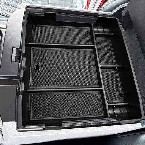 Zxiaochun Center Console Organizer for 2023 2024 2025 2026 Ford F250 F350 F450 F550 Super Duty, Plastic Armrest Storage Box Tray, ABS Material with Non-Slip Mats (Full Console w/Bucket Seats ONLY) in Saudi Arabia