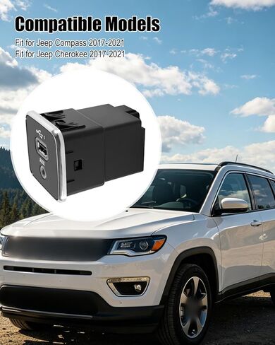 مقبس منفذ شحن USB AUX 5XG28DX9AD مناسب لسيارة Jeep Compass Cherokee 2017-2021، وحدة التحكم المركزية الأمامية للسيارة USB شحن ووحدة مقبس إدخال الصوت AUX استبدال 53224228 53223309 in Kuwait