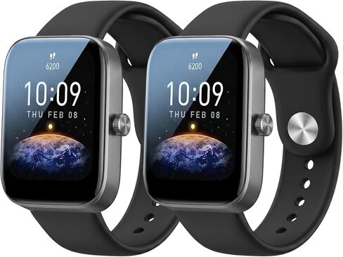 عبوتان من أحزمة السيليكون الناعمة المتوافقة مع سوار ساعة Amazfit Bip 3 Pro، أشرطة رياضية بديلة قابلة للتعديل لساعة Amazfit Active/Gts 4 Mini/Gtr Mini/Bip 3 الذكية in Kuwait