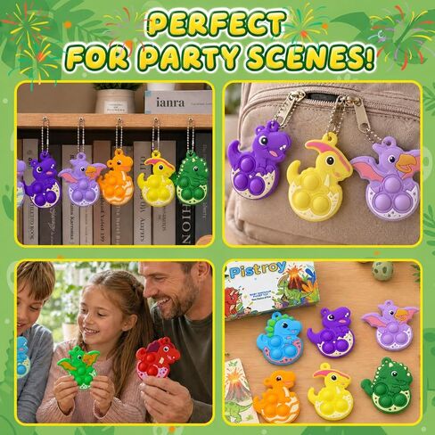 30 PCS Mini Dinosaur Pop Keychains for Kids, Bulk Pop Fidget Toys for Dinosaur Party Favors, Goodie Bags, Classroom Prizes, Treasure Box Rewards and Pinata Fillers in Saudi Arabia