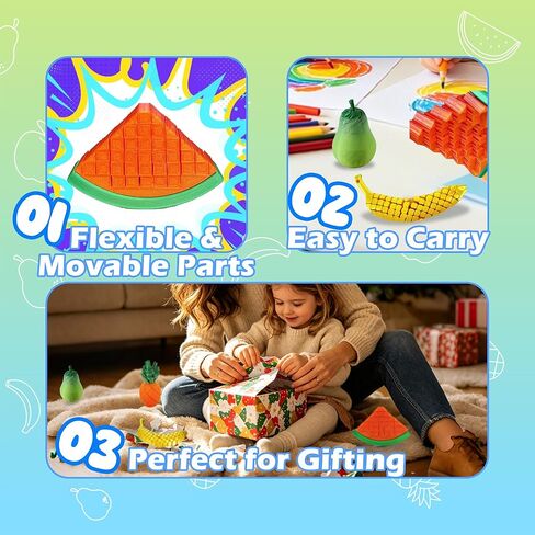 3D Printed Fruit Fidget Toys Sensory Stress Relief Anxiety Toys for Adults Kids, Bulk Set Cool Desk Toys, 5 Pack Fidget Toys Stuff for Boys Girls, Office ADHD Autism Gifts Stocking Stuffers in Saudi Arabia
