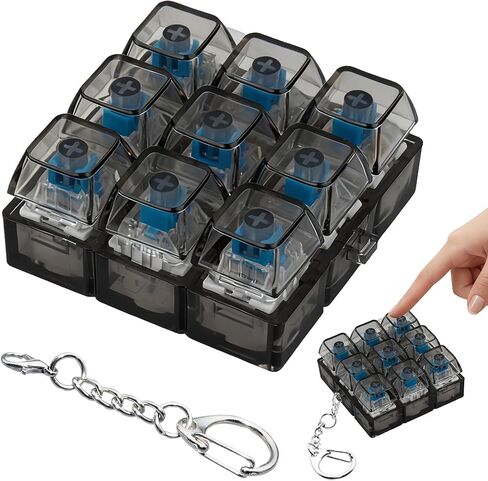 لوحة المفاتيح لعبة تململ المفاتيح لتخفيف التوتر، 9 في 1 إصبع كليكي زر الضغط سلسلة المفاتيح مع أغطية مفاتيح قابلة للتبديل، تململ مفتاح ميكانيكي صغير للأطفال الكبار مكتب مكتب التركيز هدايا عيد ميلاد in Kuwait