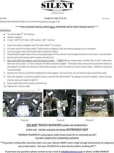 The Silent Rider ATV Silencer BT-49 Polaris Ranger 570 Mid-size (2014) Ranger Crew 570 Mid-size (2014) in Saudi Arabia