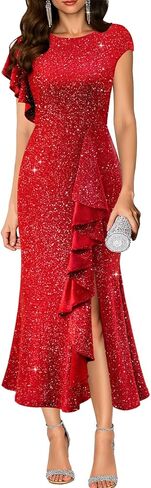 DRESSTELLS Sequin Formal Party Dress for Women Wedding Guest Sparkly Holiday Prom Evening Dresses in Saudi Arabia