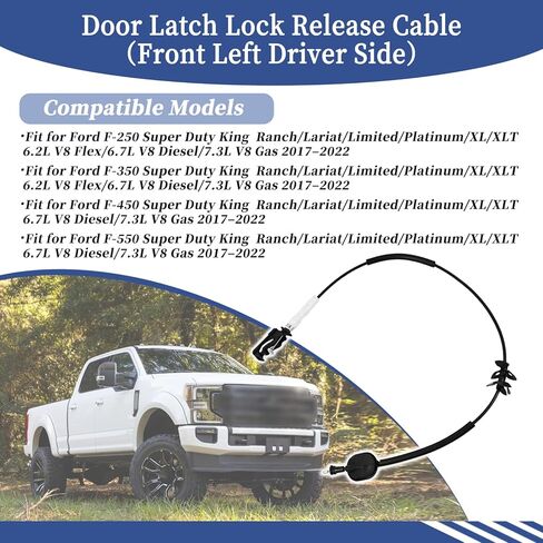 Front Left Driver Side Door Latch Lock Release Cable HC3Z-15221A01-F Compatible with Ford F-250/ F-350/ F-450/ F-550 Super Duty 2017-2022 Door Latch Cable Replace HC3Z-15221A01-B in Kuwait