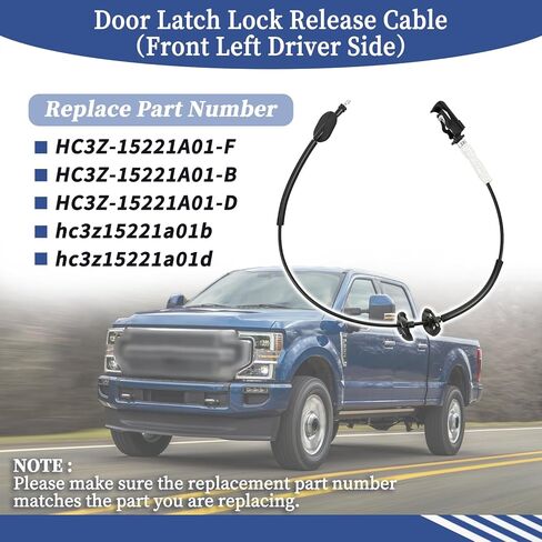Front Left Driver Side Door Latch Lock Release Cable HC3Z-15221A01-F Compatible with Ford F-250/ F-350/ F-450/ F-550 Super Duty 2017-2022 Door Latch Cable Replace HC3Z-15221A01-B in Kuwait