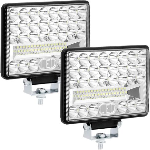قضبان إضاءة LED للمعدات الثقيلة 5 بوصة من QWORK، 2 حزمة من قضبان إضاءة السيارات 26,000LM، ضوء عمل LED لاسلكي، أضواء فيضان محمولة قابلة للتعديل، 12 فولت 24 فولت in Kuwait