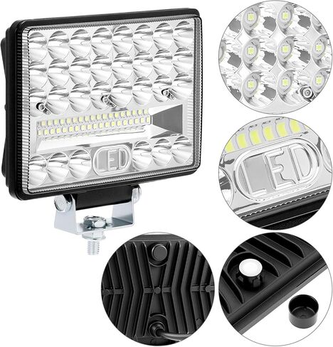 قضبان إضاءة LED للمعدات الثقيلة 5 بوصة من QWORK، 2 حزمة من قضبان إضاءة السيارات 26,000LM، ضوء عمل LED لاسلكي، أضواء فيضان محمولة قابلة للتعديل، 12 فولت 24 فولت in Kuwait