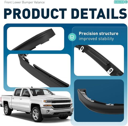 ALMULOO Front Bumper Valance Compatible with 2016-2018 Chevy Chevrolet Silverado 1500 & 2019 Chevy Chevrolet Silverado 1500 LD Replacement for GM1092250 23496677 in Kuwait