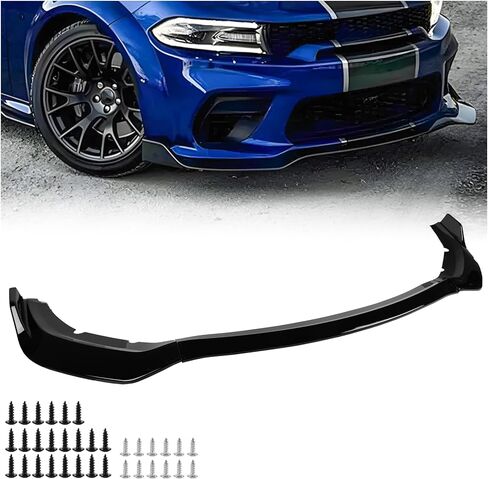Front Bumper Lip Splitter Compatible with 2020-2023 Dodge Charger SRT Hellcat Scat (Only Widebody), Gloss Black Air Dam Spoiler Lower Chin 3Pcs Fits in Kuwait