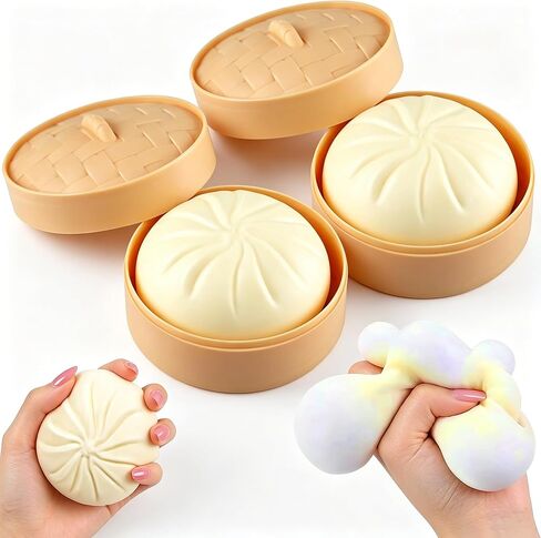 2 Pcs Large Dumpling Squishy Mystery Box, Squishies Dumplings Squeeze Stress Balls for Kids & Adults, Slow Rising Squishy Sensory Fidget Toys for Anxiety Relief (White) in Saudi Arabia