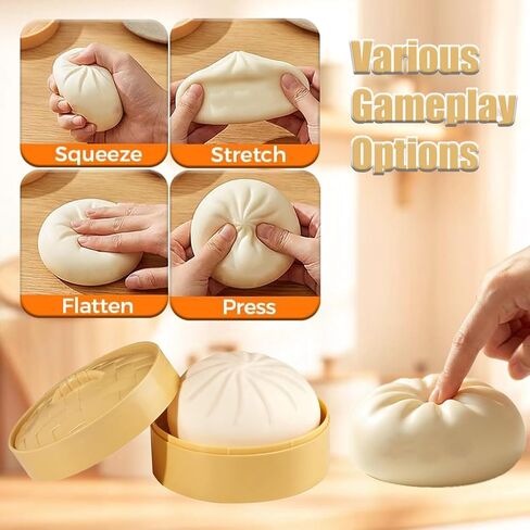 2 Pcs Large Dumpling Squishy Mystery Box, Squishies Dumplings Squeeze Stress Balls for Kids & Adults, Slow Rising Squishy Sensory Fidget Toys for Anxiety Relief (White) in Saudi Arabia