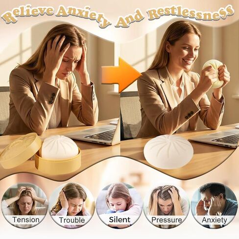 2 Pcs Large Dumpling Squishy Mystery Box, Squishies Dumplings Squeeze Stress Balls for Kids & Adults, Slow Rising Squishy Sensory Fidget Toys for Anxiety Relief (White) in Saudi Arabia