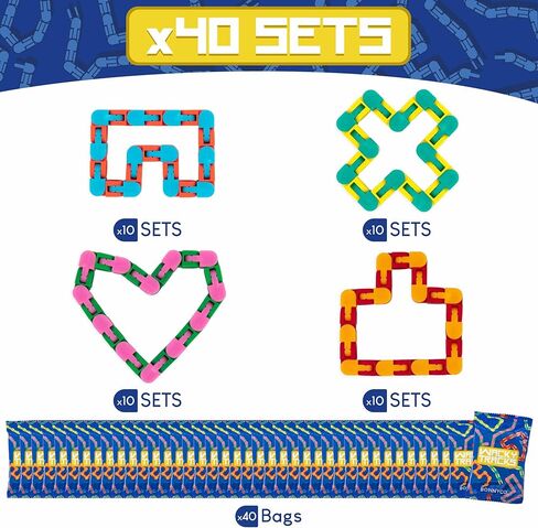 مجموعة BONNYCO Wacky Tracks Pack 40 10.6 بوصة ألعاب تململ سلسلة النقر للأطفال من سن 3 إلى 12 عامًا. هدايا حفلات أعياد الميلاد، جوائز صندوق كنز الفصل الدراسي، حشوات حقائب الهدايا، ألعاب حسية للتوحد in Kuwait