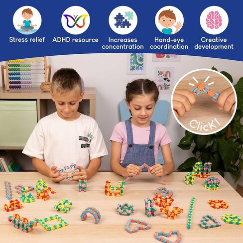 مجموعة BONNYCO Wacky Tracks Pack 40 10.6 بوصة ألعاب تململ سلسلة النقر للأطفال من سن 3 إلى 12 عامًا. هدايا حفلات أعياد الميلاد، جوائز صندوق كنز الفصل الدراسي، حشوات حقائب الهدايا، ألعاب حسية للتوحد in Kuwait