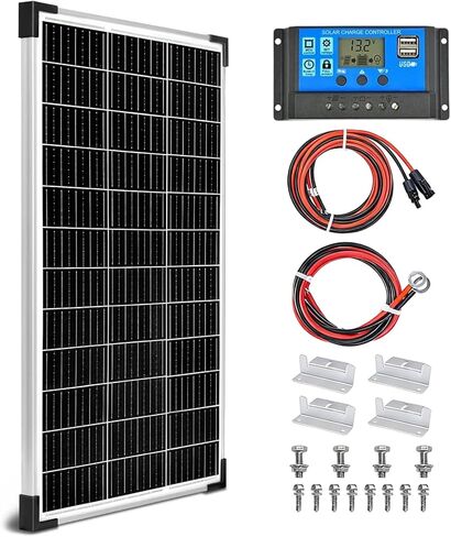 Solar Panel Kit 20W 12V Monocrystalline,Battery Maintainer +10A Solar Charge Controller + Extension Cable with Battery Clips O-Ring Terminal for RV Marine Boat Off Grid System in Saudi Arabia