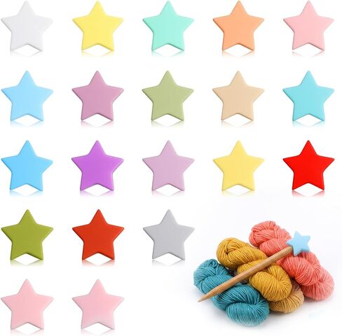 20Pcs Star Knitting Needle Stoppers, Colorful Silicone Knitting Needles Caps Knitting Needle Point Protectors Knittings Supplies Accessories for Hand DIY Craft in Saudi Arabia