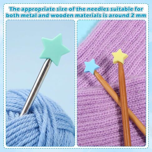 20Pcs Star Knitting Needle Stoppers, Colorful Silicone Knitting Needles Caps Knitting Needle Point Protectors Knittings Supplies Accessories for Hand DIY Craft in Saudi Arabia