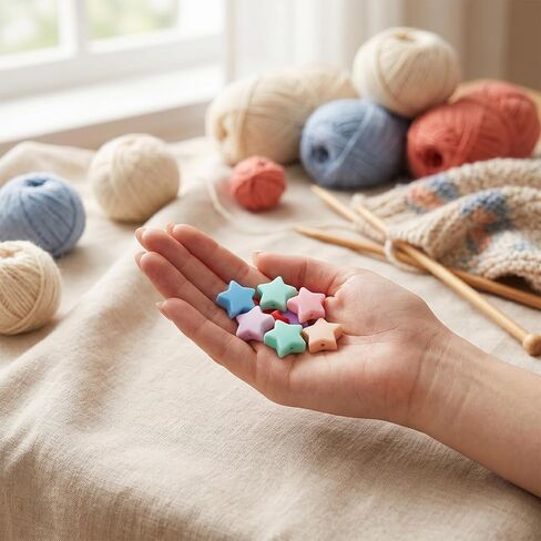 20Pcs Star Knitting Needle Stoppers, Colorful Silicone Knitting Needles Caps Knitting Needle Point Protectors Knittings Supplies Accessories for Hand DIY Craft in Saudi Arabia