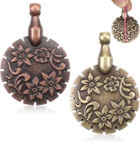 2 Pcs Yarn Cutter Pendant Antique Metal Pendant Thread Cutter Necklace Round Shape Craft Cutting Tools for DIY Sewing Tools Knitting Supplies (Antique Gold Silver) in Kuwait