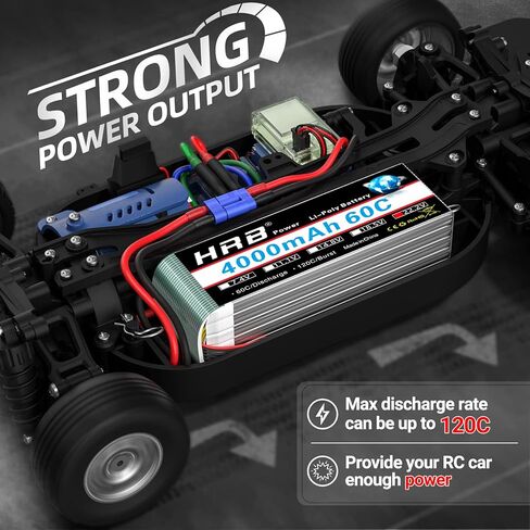 HRB 2pcs 6S Lipo Battery EC5 22.2V 4000mAh 60C RC Lipo Battery Compatible with RC Quadcopter Helicopter Car Truck Boat Hobby in Kuwait