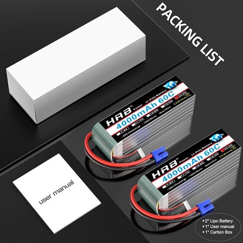 HRB 2pcs 6S Lipo Battery EC5 22.2V 4000mAh 60C RC Lipo Battery Compatible with RC Quadcopter Helicopter Car Truck Boat Hobby in Kuwait