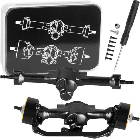 Front Rear Axles Upgrades Part for 1/30 SCX30 Chev rolet K10/Jeep Wrangler JLU 4X4/F0rd Bronco 4X4 RC Crawler,AXI-2260T1/AXI-2261T2/AXI-2048T1,Alloy Axles w/Knuckles Weight & Links,Black in Saudi Arabia