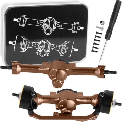 Front Rear Axles Upgrades Part for 1/30 SCX30 Chev rolet K10/Jeep Wrangler JLU 4X4/F0rd Bronco 4X4 RC Crawler,AXI-2260T1/AXI-2261T2/AXI-2048T1,Alloy Axles w/Knuckles Weight & Links,Black in Saudi Arabia