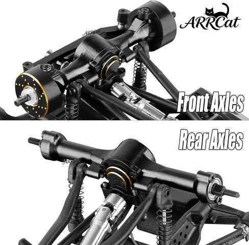 Front Rear Axles Upgrades Part for 1/30 SCX30 Chev rolet K10/Jeep Wrangler JLU 4X4/F0rd Bronco 4X4 RC Crawler,AXI-2260T1/AXI-2261T2/AXI-2048T1,Alloy Axles w/Knuckles Weight & Links,Black in Saudi Arabia