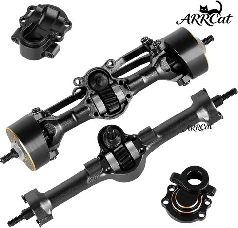 Front Rear Axles Upgrades Part for 1/30 SCX30 Chev rolet K10/Jeep Wrangler JLU 4X4/F0rd Bronco 4X4 RC Crawler,AXI-2260T1/AXI-2261T2/AXI-2048T1,Alloy Axles w/Knuckles Weight & Links,Black in Saudi Arabia