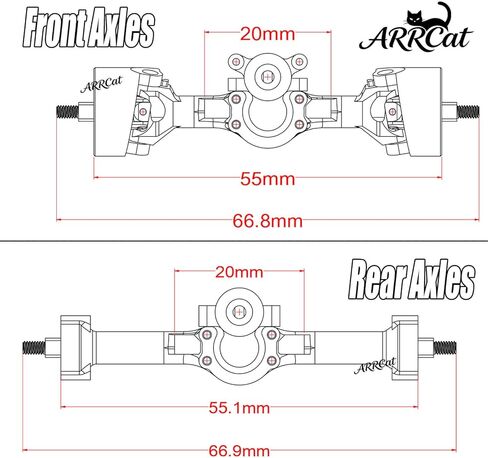 Front Rear Axles Upgrades Part for 1/30 SCX30 Chev rolet K10/Jeep Wrangler JLU 4X4/F0rd Bronco 4X4 RC Crawler,AXI-2260T1/AXI-2261T2/AXI-2048T1,Alloy Axles w/Knuckles Weight & Links,Black in Saudi Arabia